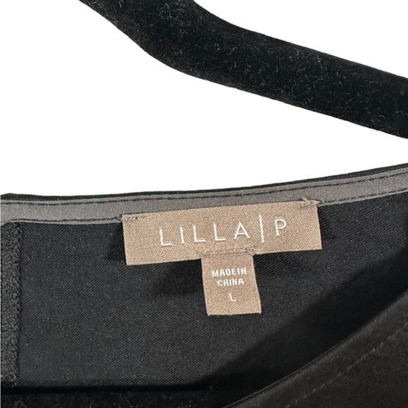 Lila P Flutter Sleeve Satin Black Dress‎ Size Large - Picture 4 of 6